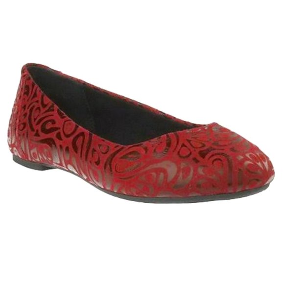 b.o.c. Embossed Leather Ballet Flats Red Size 7 - Picture 1 of 11